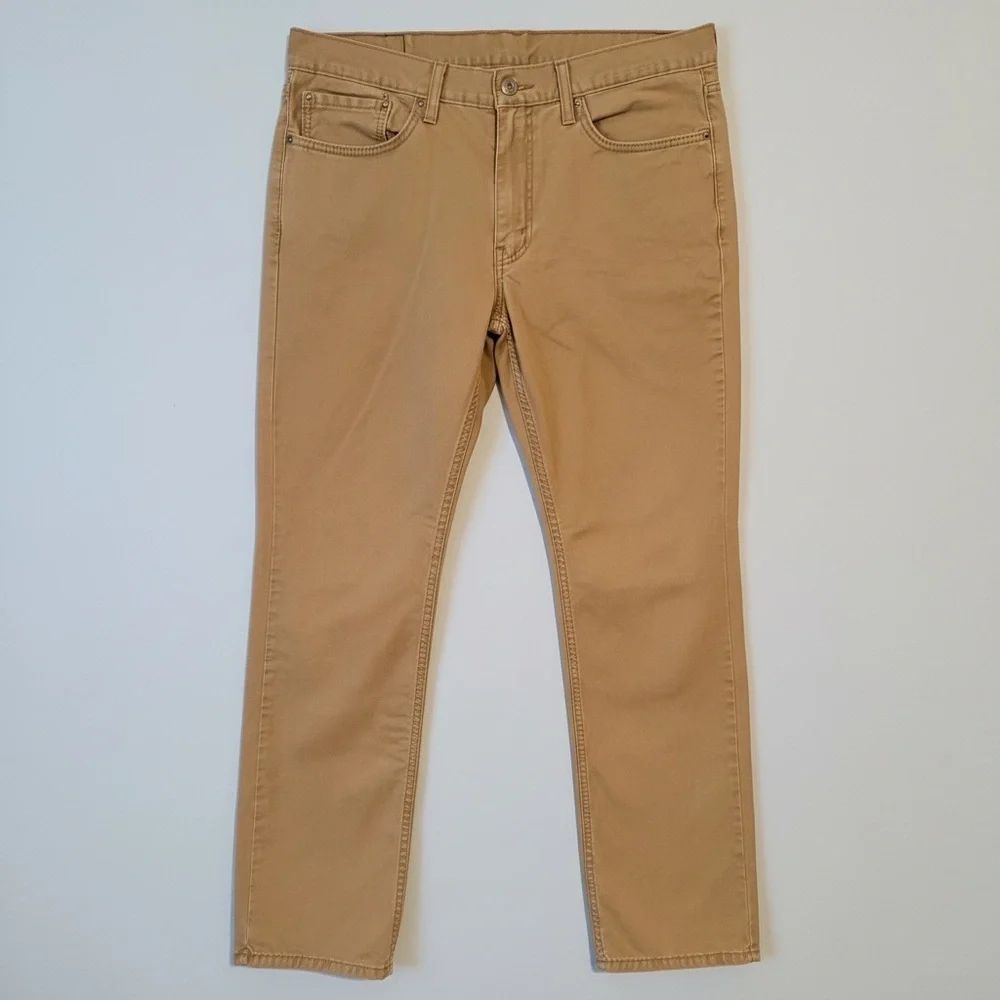 Levi’s 514 Straight Fit Jeans Men Tag 34x34 Tan Khaki Cotton Twill Casual Pants